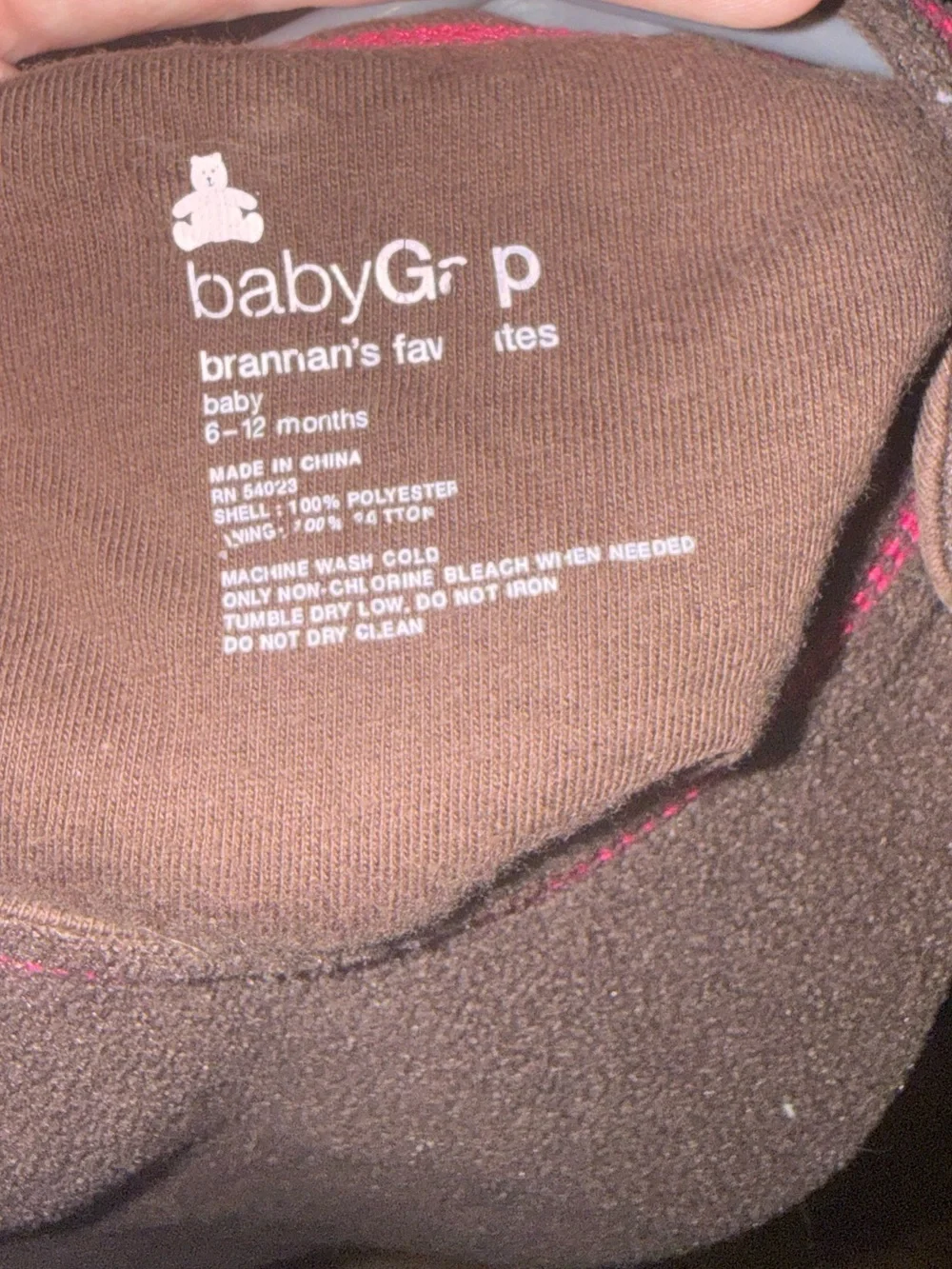 GAP Fleece Brown Tank with Pink Trim and Button Shoulder Details